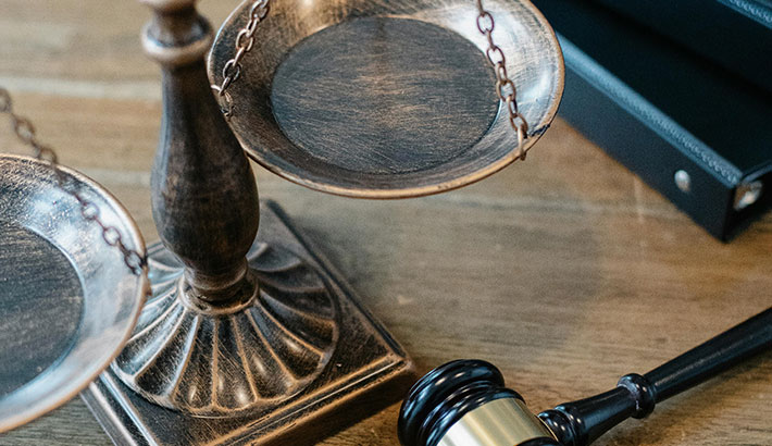 Justice Scale and Gavel on a Desk