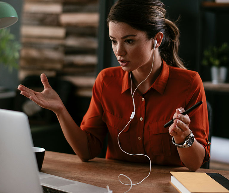 Woman in a Virtual Meeting